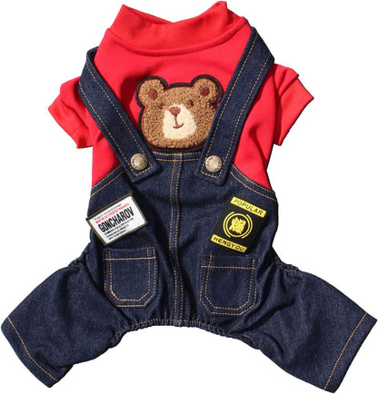 Dog Costume Clothes, Cute Denim Overalls for Small & Medium Pets, Boy & Girl Dogs Coats Jeans T-Shirts Sweatshirts
