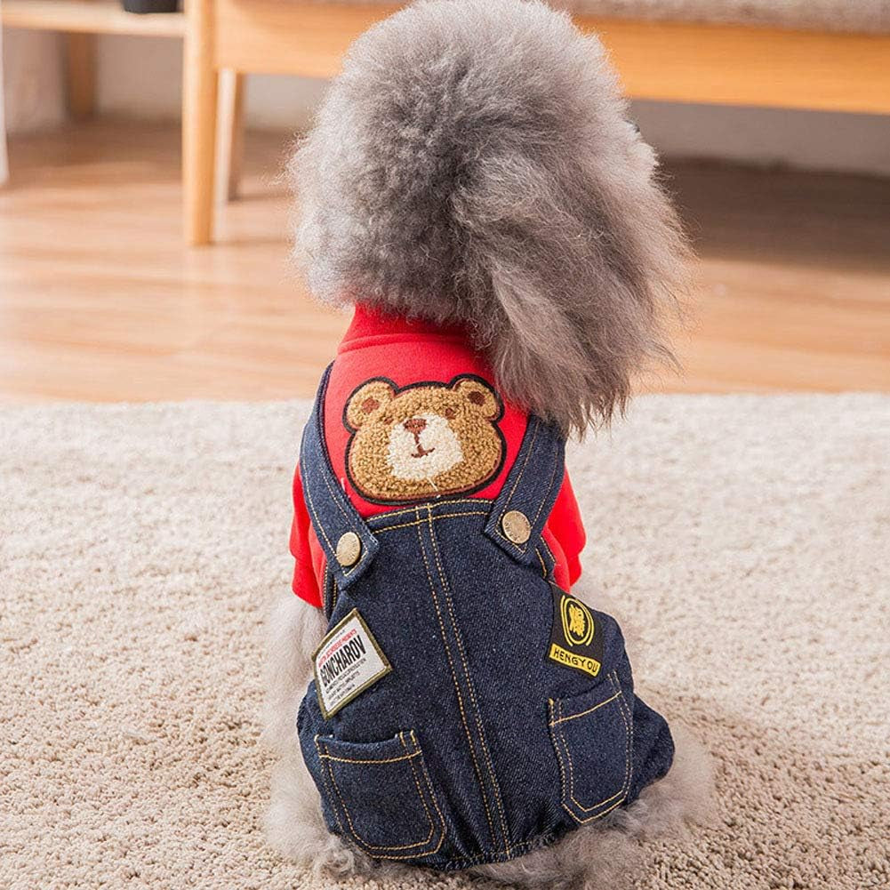 Dog Costume Clothes, Cute Denim Overalls for Small & Medium Pets, Boy & Girl Dogs Coats Jeans T-Shirts Sweatshirts
