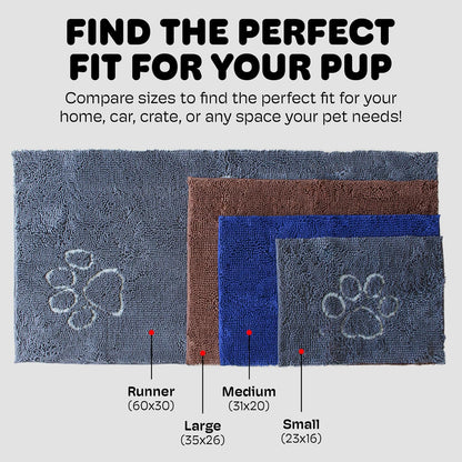 Dog Gone Smart Dirty Dog Doormat - Fast Drying Rug with Super Gripper Backing for Clean Floors - Super Absorbent and Machine Washable Mat for Muddy Paws - Brown