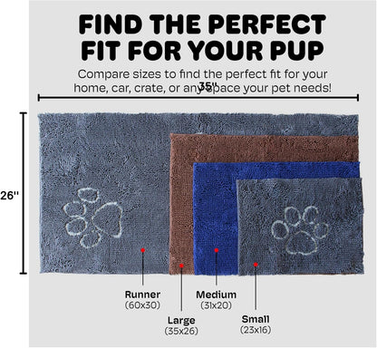 Dog Gone Smart Dirty Dog Doormat - Fast Drying Rug with Super Gripper Backing for Clean Floors - Super Absorbent and Machine Washable Mat for Muddy Paws - Brown